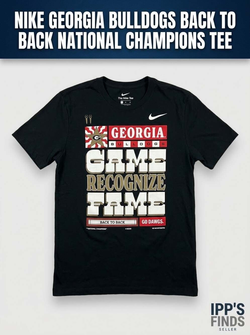 Nike Georgia Bulldogs Back to Back National Champs Tee M
